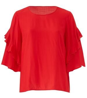 Junarose red Swiss dot top ruffle bell sleeve Size 16 Boho Vibrant Retro Classic